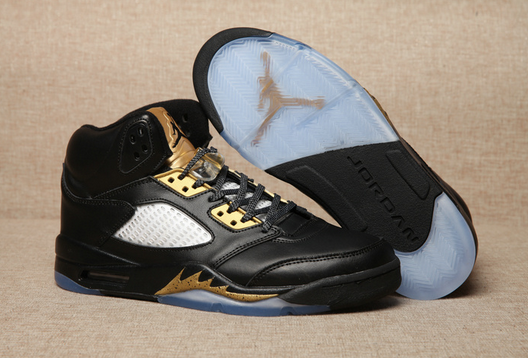 Air Jordan 5 Black Olympic Gold Medal Shoes